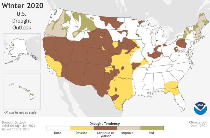 NOAA drought map Nov 2020