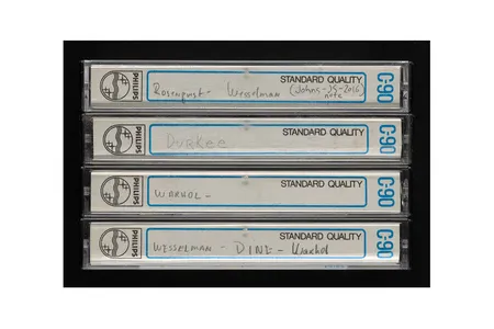 Audio cassettes of interviews with Jim Dine, Stephen Durkee, James Rosenquist, Andy Warhol, and Tom Wesselmann conducted by Gene Swenson, ca. 1963. Gene Swenson Papers, Archives of American Art, Smithsonian Institution.
