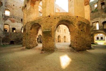 Krzyżtopór Castle in Ujazd, Poland, once the largest castle in all of Europe, now in a state of ruin.
