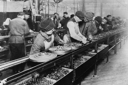 The Ford assembly line in 1913.