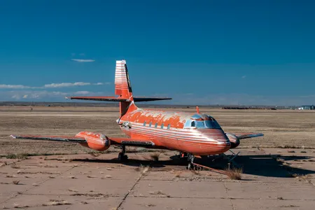 The dilapidated jet has been sitting at the Roswell Air Center in Roswell, New Mexico, for decades.