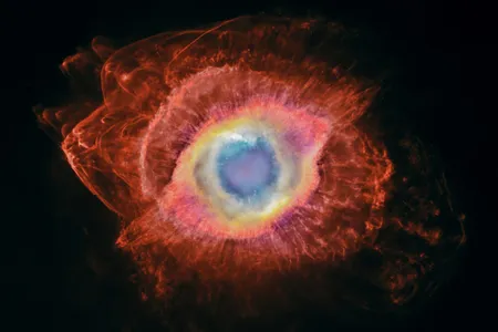 The Helix Nebula with bow shocks on the upper left