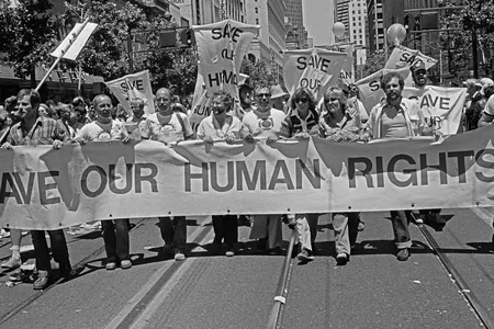 Gay rights activists march in San Francisco in 1978,