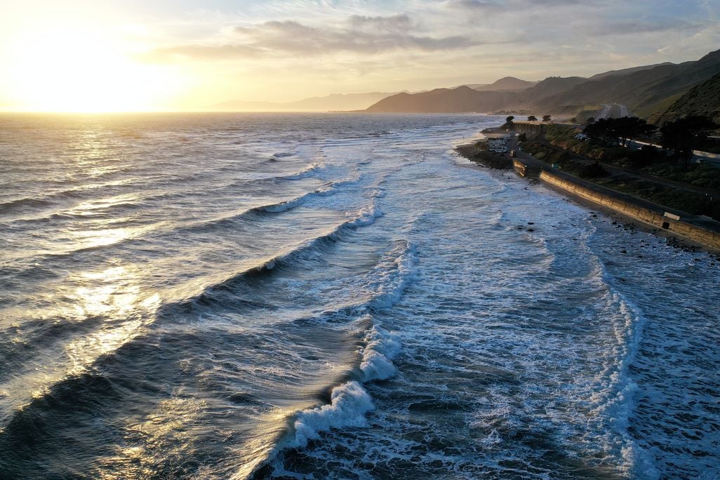 ocean waves along a coastline