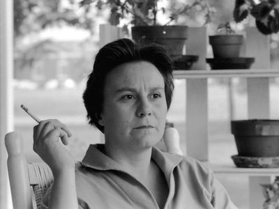 Harper Lee on the porch of her parents&#39; home in Monroeville, Alabama, in 1961