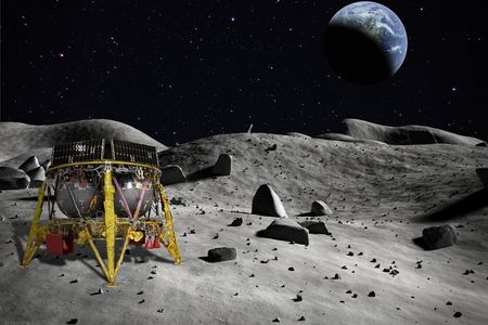 An artist's concept of the Beresheet lunar lander on the moon.