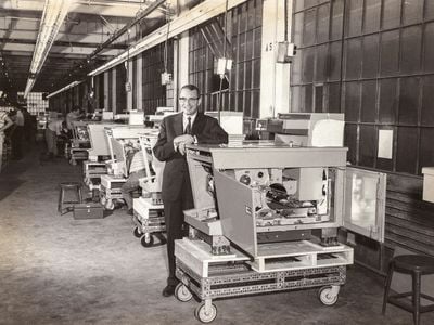 Xerox founder Joe Wilson with the 914, which could make copies up to 9 by 14 inches. 