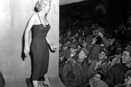 Marilyn Monroe performs at a USO show in 1954.