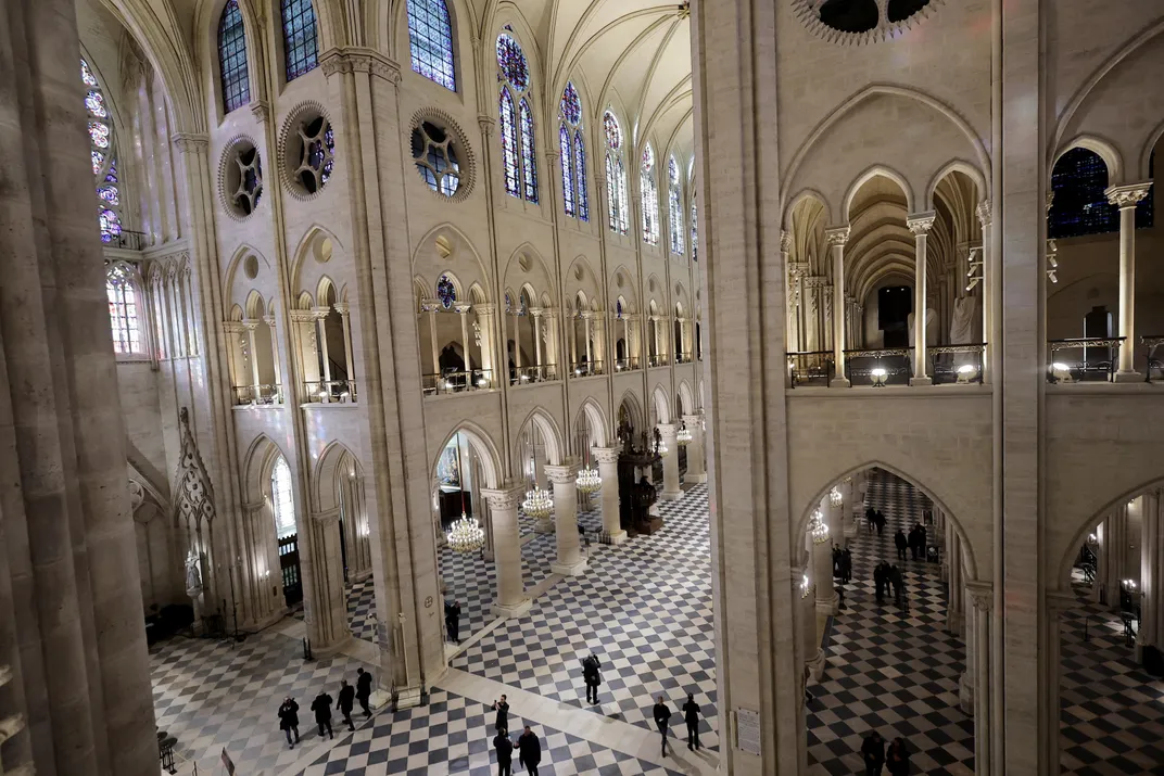 Overview of interior of Notre-Dame Cathedral