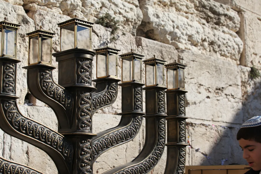 A menorah at the Western Wall in Jerusalem