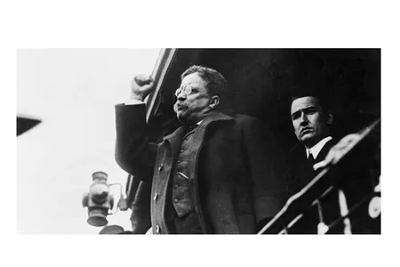 Theodore Roosevelt giving a campaign speech.