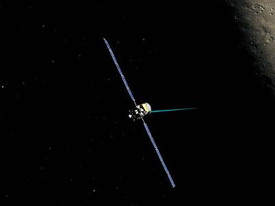 Vesta looms in this artists view. Dawns ion drive is weak but chemical engines arent efficient enough to reach two asteroids