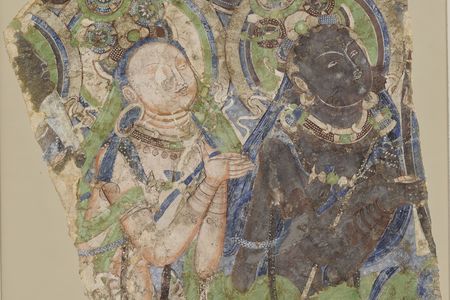 Two celestial beings, China, Kucha, Kizil, Cave 224 or 205, 6th century CE