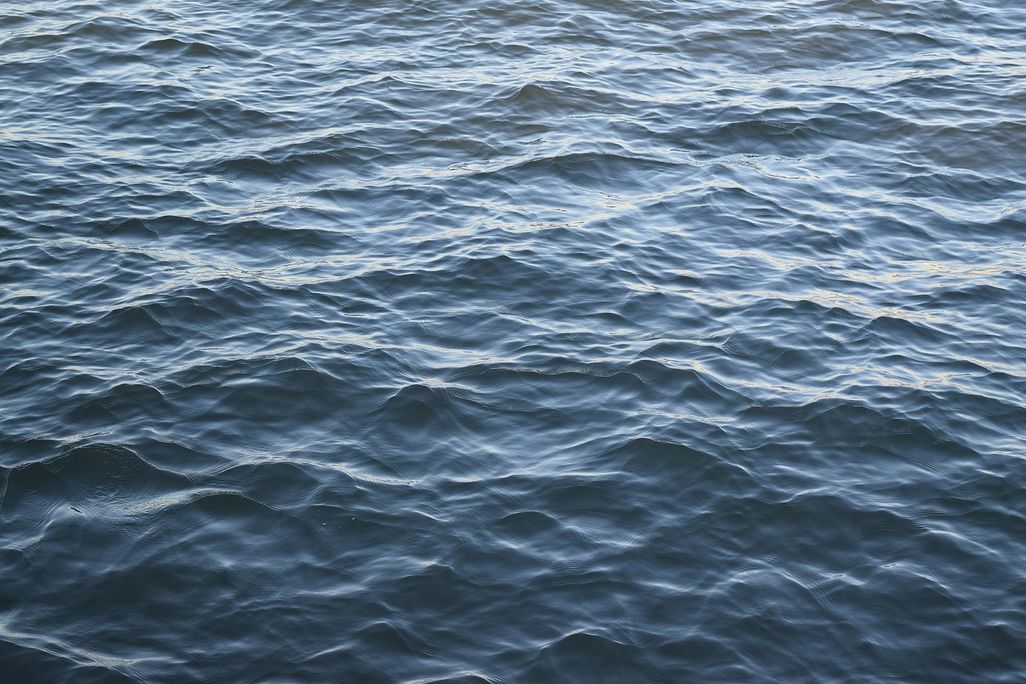 An image of ocean water taken from above the surface. The water is blue and rippled.