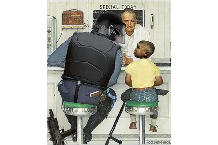 Illustrator Anthony Freda adapted Norman Rockwell's The Runaway to comment on police following this month's events in Ferguson, Missouri.