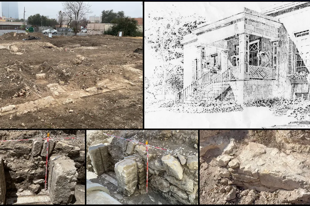 A collage showing historic structres
