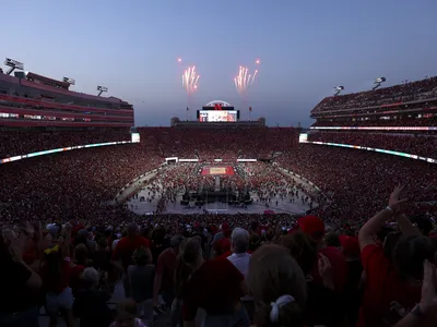 Nebraska&#39;s football stadium in Lincoln was so packed that additional seats were added on the field.