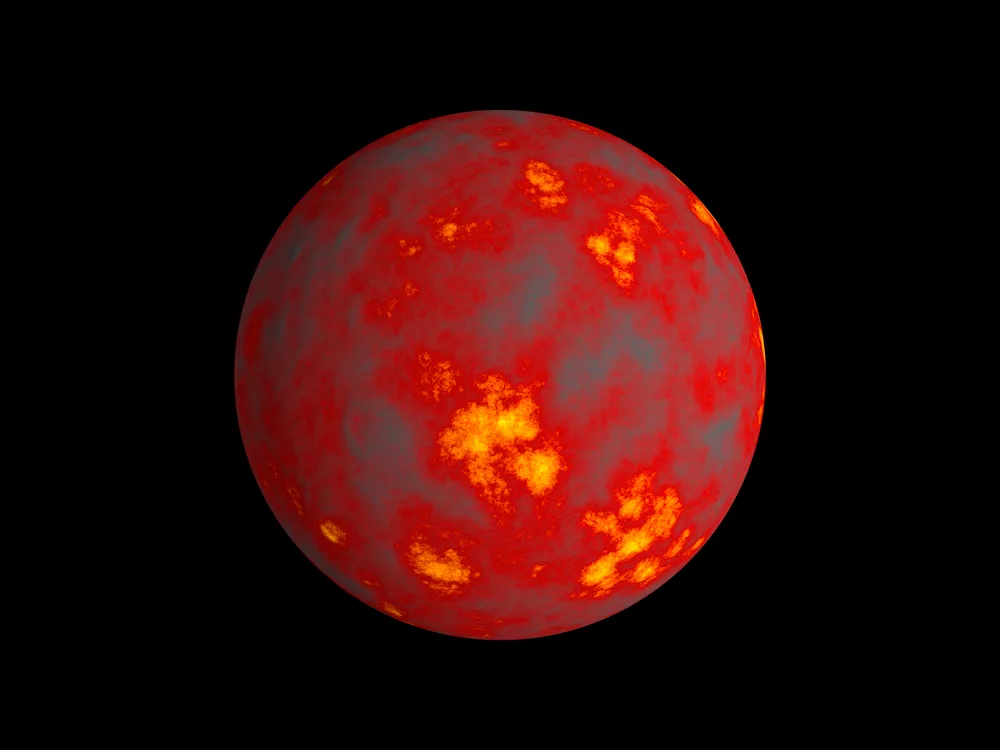 a magma ocean on a planet with a back background