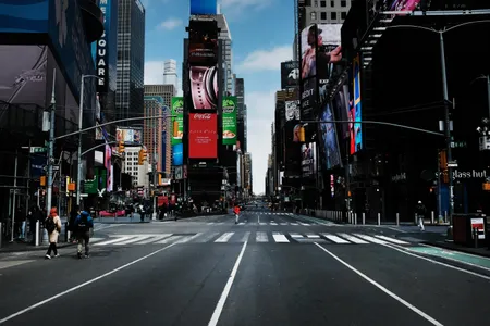 Times Square stands largely empty on March 22.