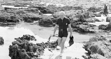 Harold Holt, the Australian Prime Minister, taking a swim