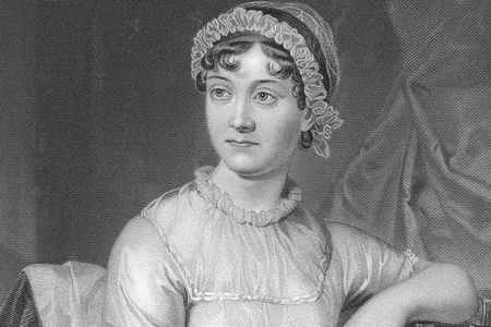 A re-engraving of the best-known picture of Jane Austen, the "memoir portrait," based on a drawing by her sister Cassandra.