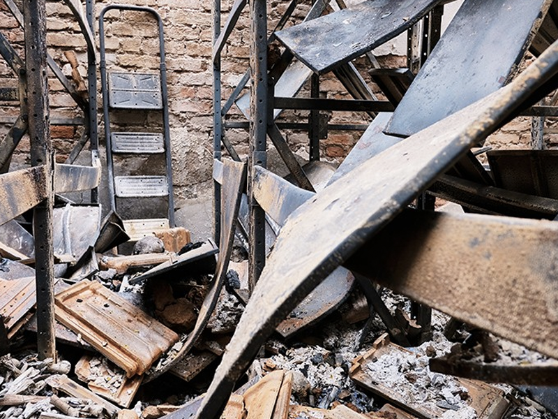 Rubble from Natural History Museum and Botanical Garden fire