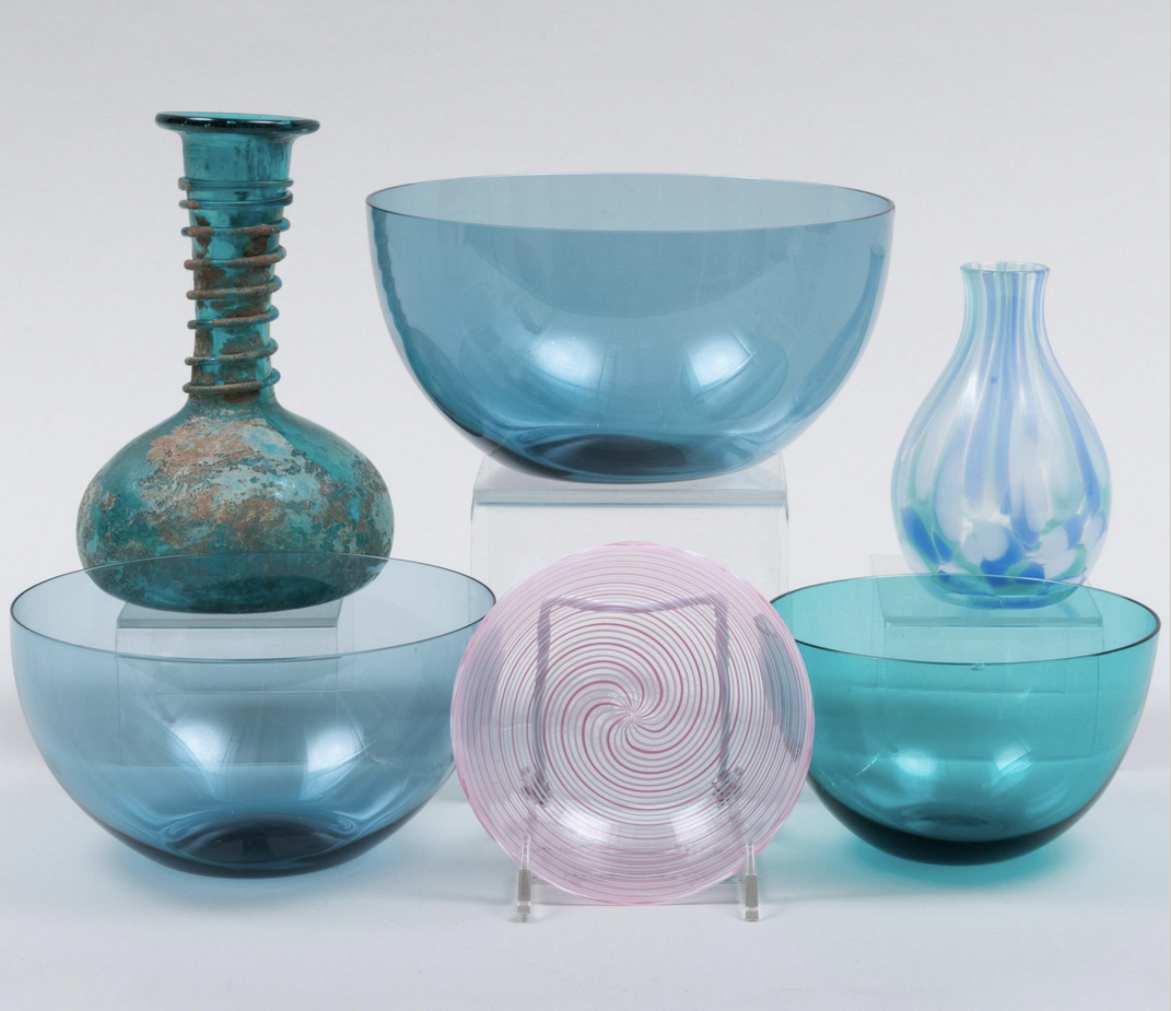 Group of Colored Glass Articles