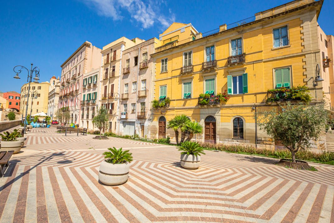 Colorful piazza in Cagliari, Sardinia