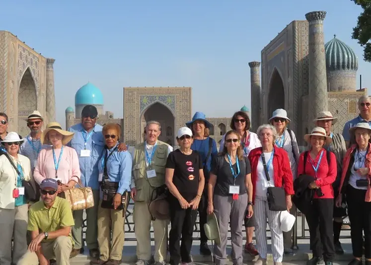 Travelers enjoying a day in Uzbekistan on the new Silk Road: Journey to Central Asia tour