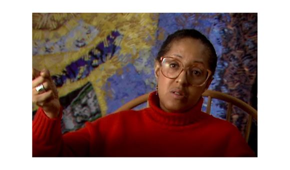 Howardena Pindell and Linda Freeman. Still from Interview with Howardena Pindell, 1991 January 14. Linda Freeman papers, 1971-2015. Archives of American Art, Smithsonian Institution. © Linda Freeman, L and S Video