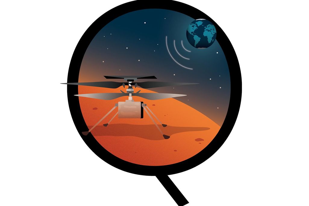 illustration of ingenuity helicopter on Mars