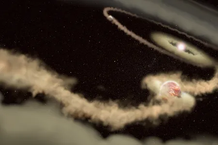 Artist's rendering of the planets orbiting PDS 70.