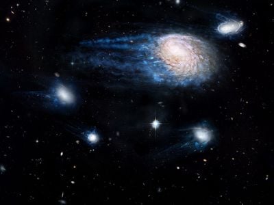 An artist's impression of the gas being stripped away from spiral galaxy NGC 4921