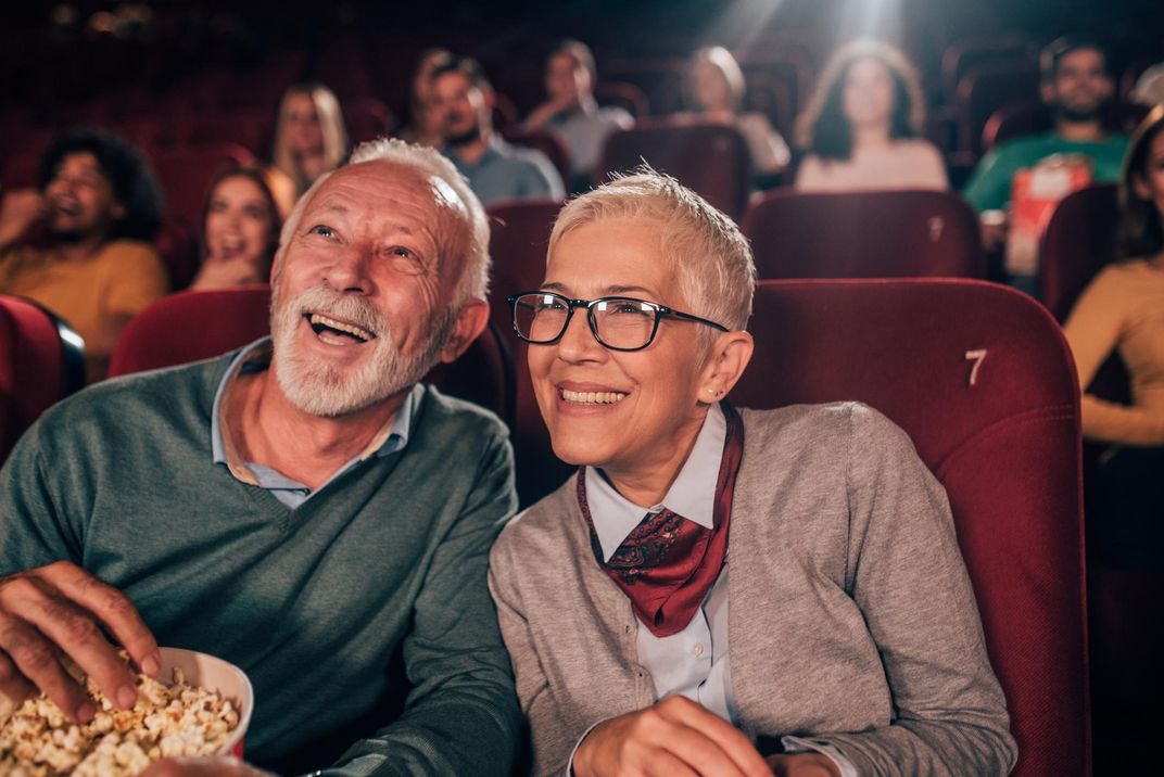Enjoying a film together