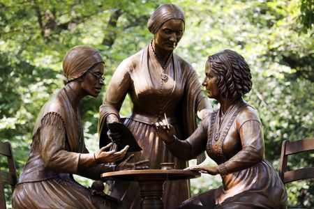 A photo from the statue's unveiling in Central Park on Wednesday, August 26
