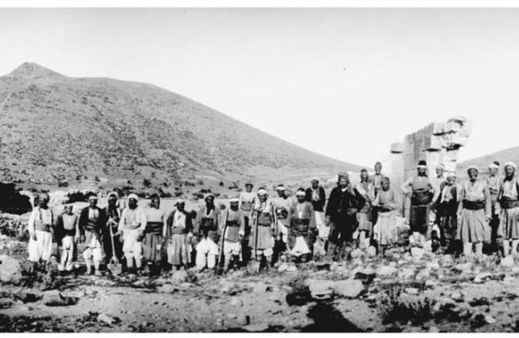 Gertrude Bell's workers at the excavations of the Byzantine settlement of Madenşehir, Binbirkilise, Turkey 1907
