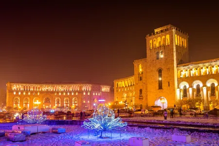 Republic Square in Yerevan decorated for Christmas.
