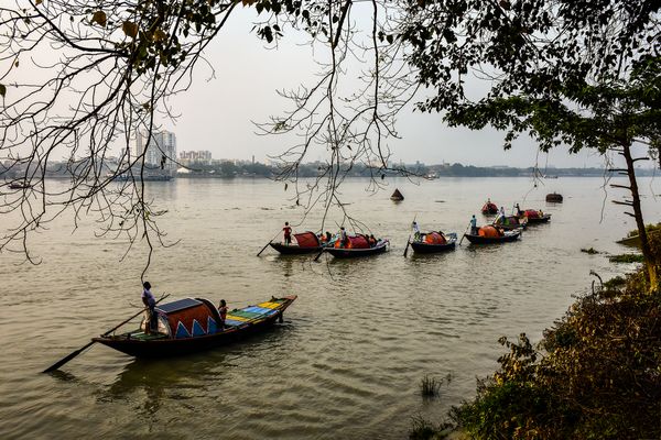 Boating in the river Ganga in Kolkata. thumbnail