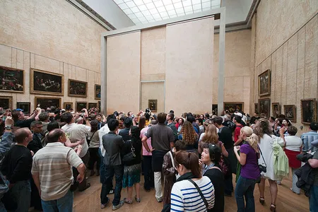 Leonardo da Vinci's masterpiece is normally housed in the Louvre's Salle des États gallery
