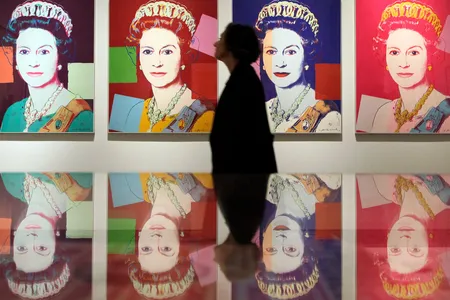 Andy Warhol's portraits of Queen Elizabeth on view at the National Portrait Gallery in London. Several works from this series are hung in British embassies in the United States.