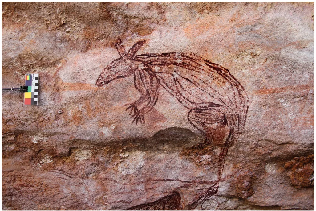 Rock painting of a marsupial 