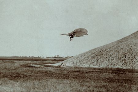 Lilienthal on one of his thousands of glider flights in the mid-1890s.