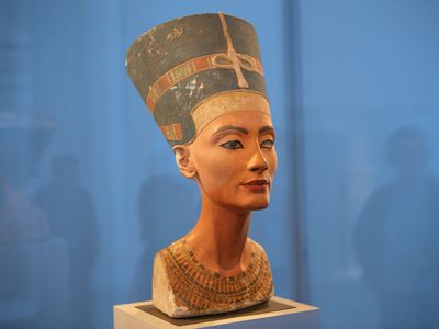 The bust of Nefertiti at the Altes Museum in Berlin