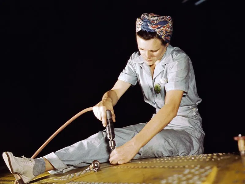 a worker at the Consolidated Aircraft Bomber Plant in Fort Worth, Texas