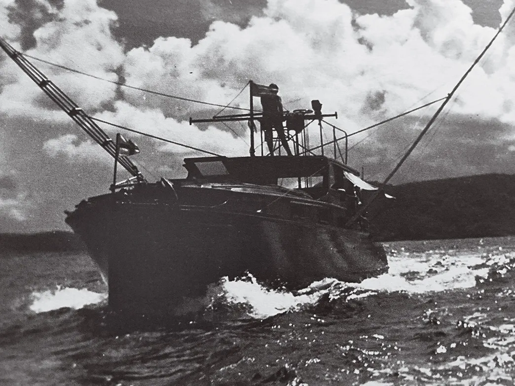 a fishing boat at sea