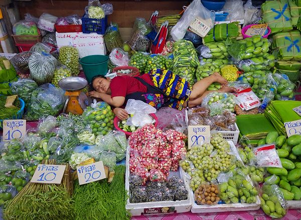 Sleeping on the Job, Khlong Toei Market, Bangkok thumbnail