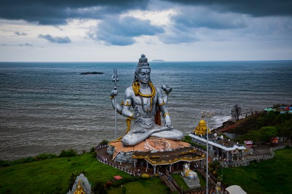 Aeriel view of the Lord Shiva Idol from wide angle thumbnail