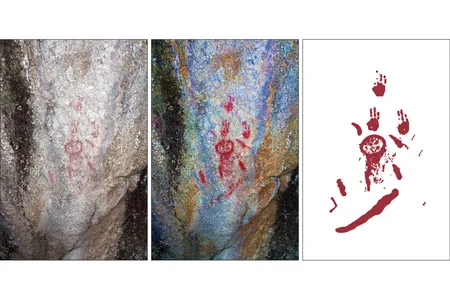 From L to R: Kanlitas rock painting, enhanced version, isolated rendering of markings