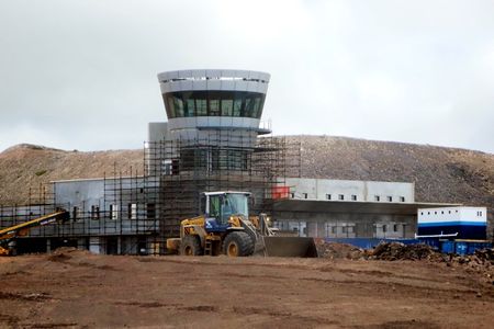 The new airport control tower under construction.