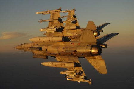 A Greek Air Force F-16 begins its evening run.